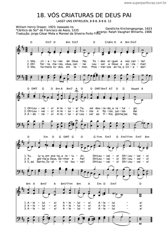 Partitura da música 18 Vós Criaturas De Deus Pai