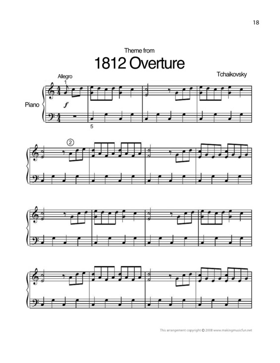Partitura da música 1812 Overture
