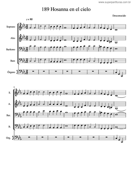 Partitura da música 189 Hosanna En El Cielo