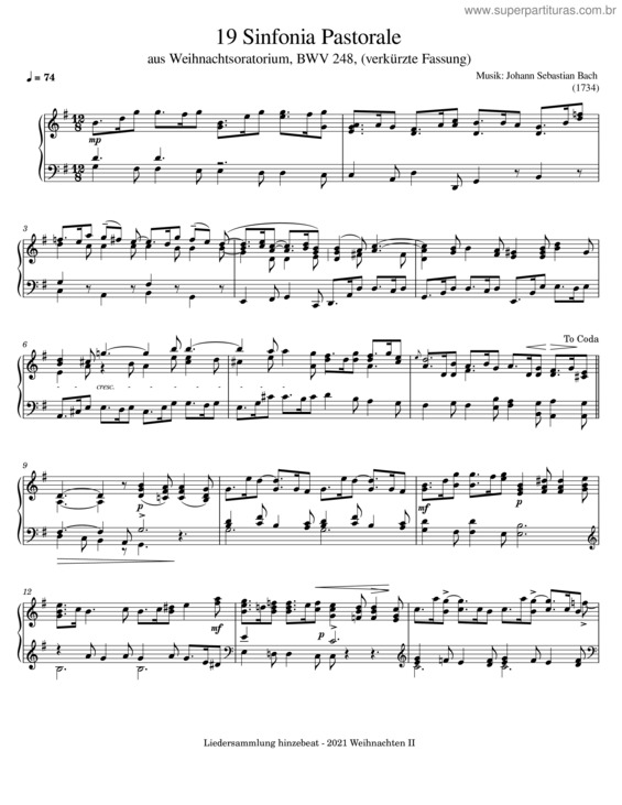 Partitura da música 19 Sinfonia Pastorale