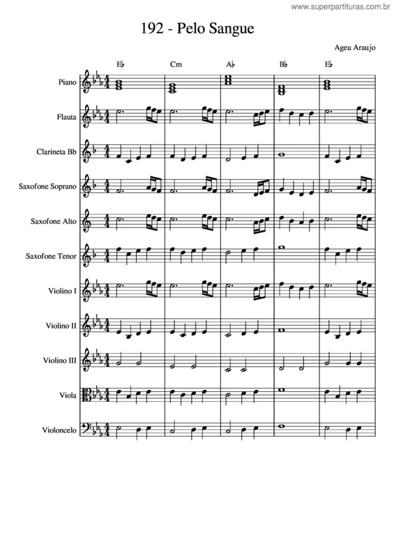 Partitura da música 192 Pelo Sangue v.2