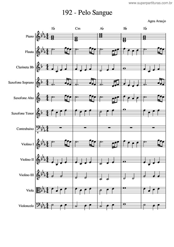 Partitura da música 192 Pelo Sangue