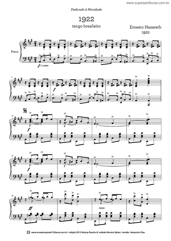 Partitura da música 1922 v.2