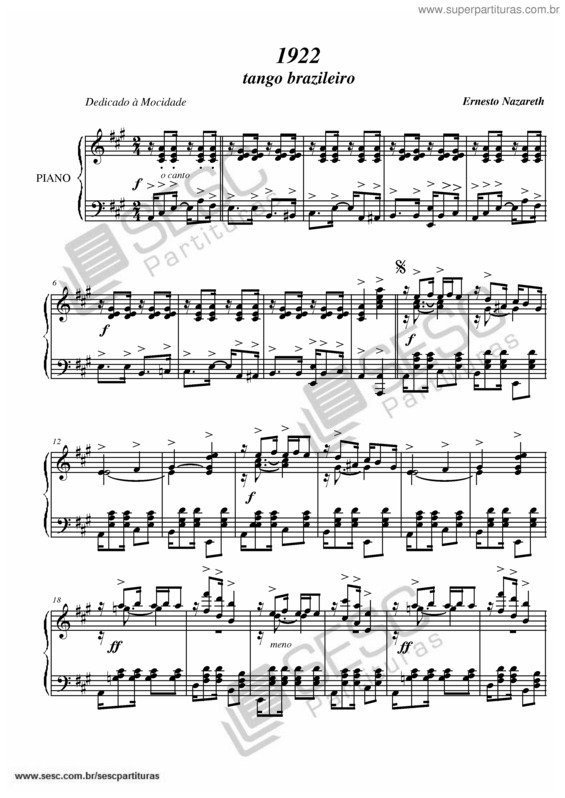 Partitura da música 1922