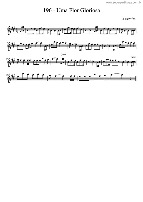 Partitura da música 196 – Uma Flor Gloriosa