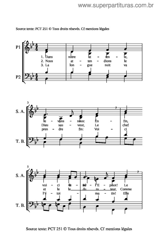 Partitura da música 198. Dans Notre Attente, Levons–Nous