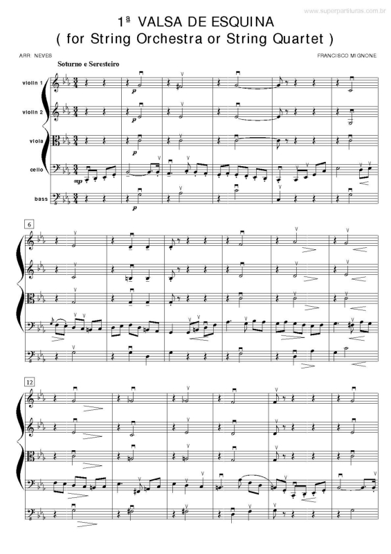 Partitura da música 1a Valsa de Esquina