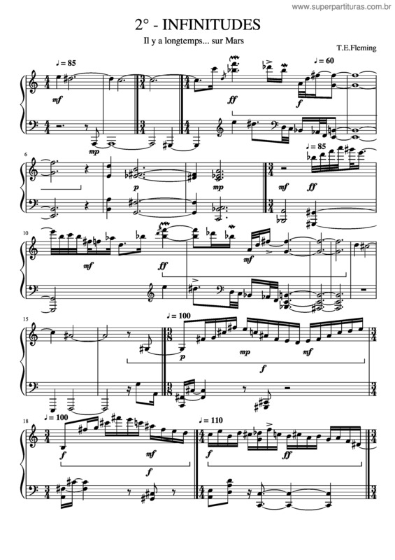 Partitura da música 2° – Infinitudes