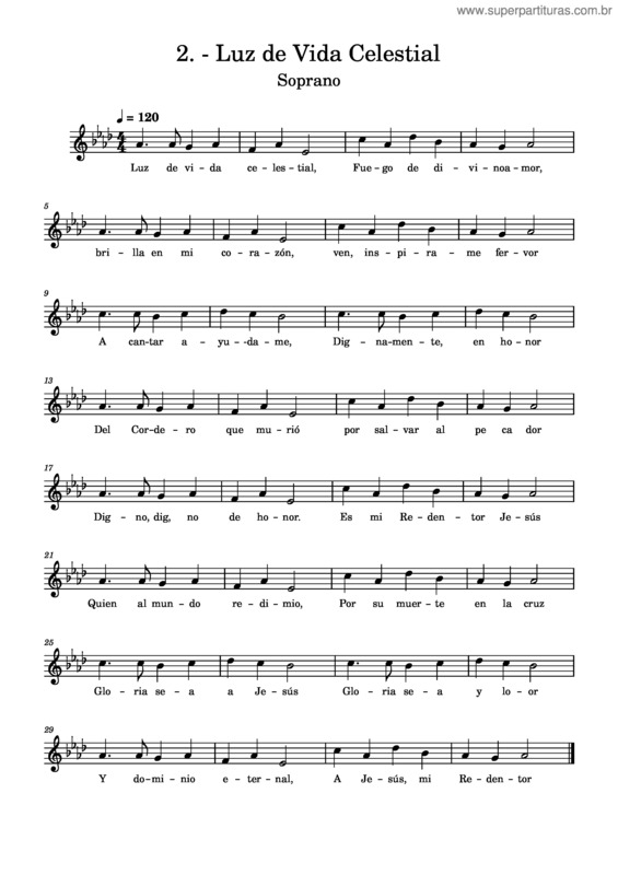 Partitura da música 2. – Luz De Vida Celestial
