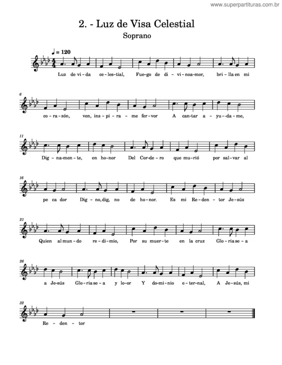 Partitura da música 2. – Luz De Visa Celestial