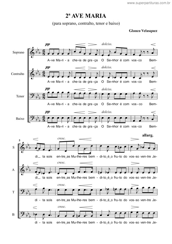 Partitura da música 2ª Ave Maria