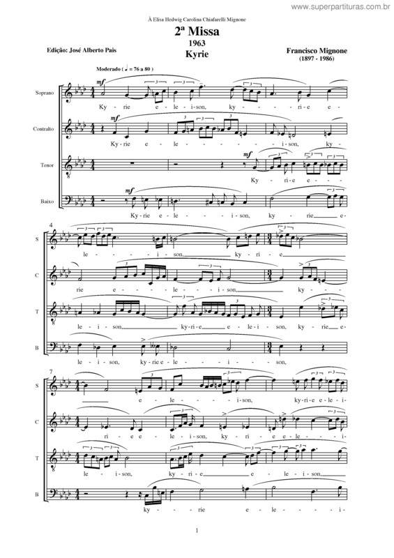 Partitura da música 2ª Missa