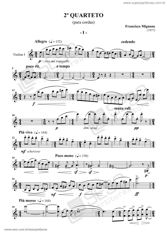 Partitura da música 2º Quarteto v.2
