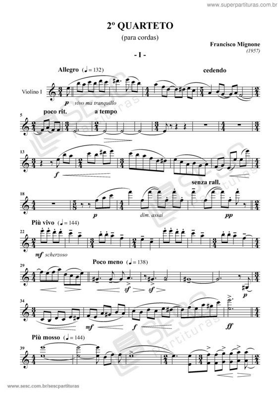 Partitura da música 2º Quarteto v.2