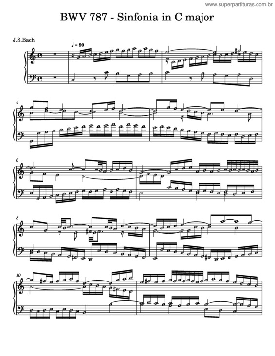 Partitura da música 2. Sinfonia No. 1 Bwv 787 – Johann Sebastian Bach