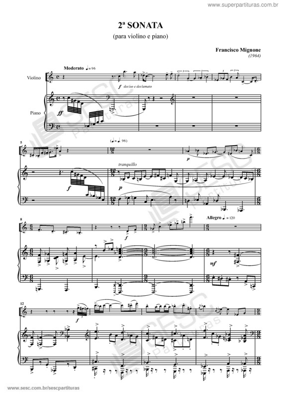 Partitura da música 2ª Sonata