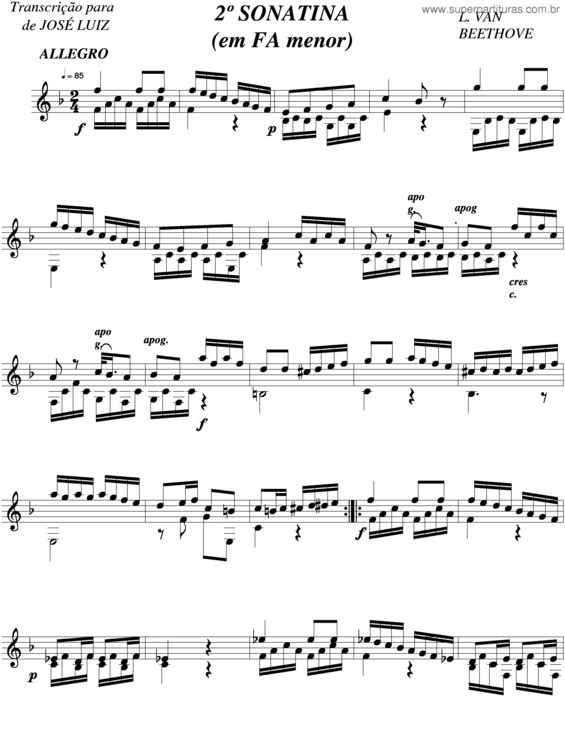 Partitura da música 2º Sonatina