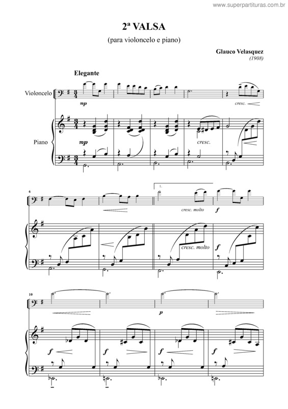 Partitura da música 2ª Valsa