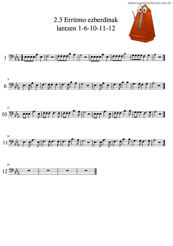 Partitura da música 2.3 Erritmoa 1–6–10–11–12 Tronboiaplus