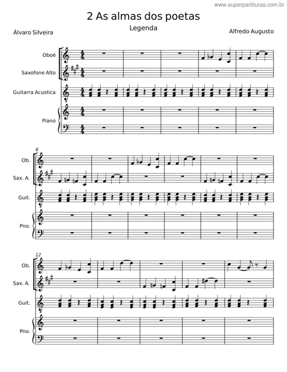 Partitura da música 2 As Almas Dos Poetas – Alfredo Augusto;Álvaro Silveira