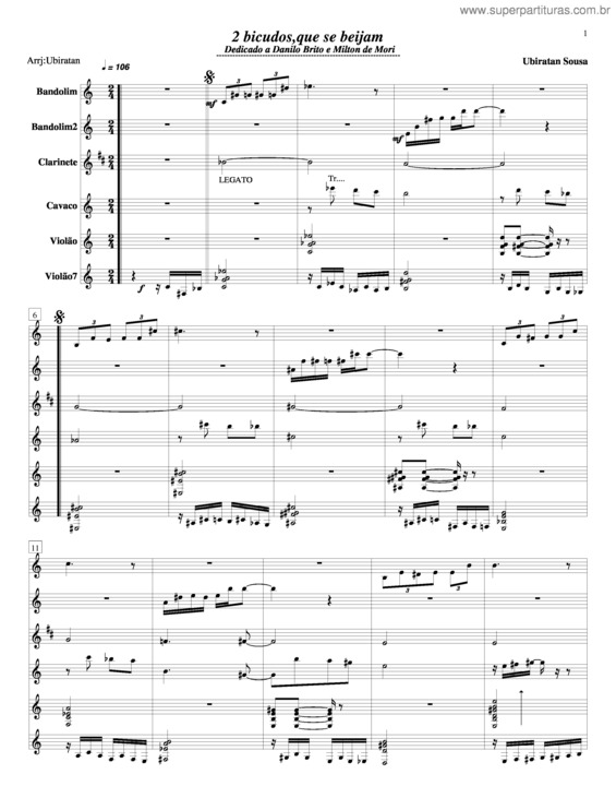 Partitura da música 2 Bicudos Que Se Beijam