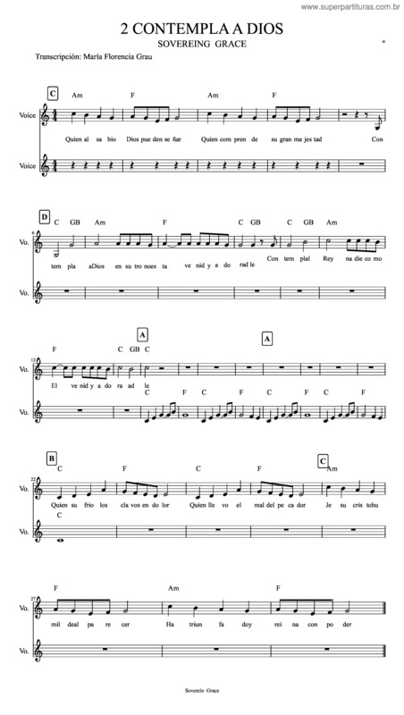 Partitura da música 2 Contempla A Dios