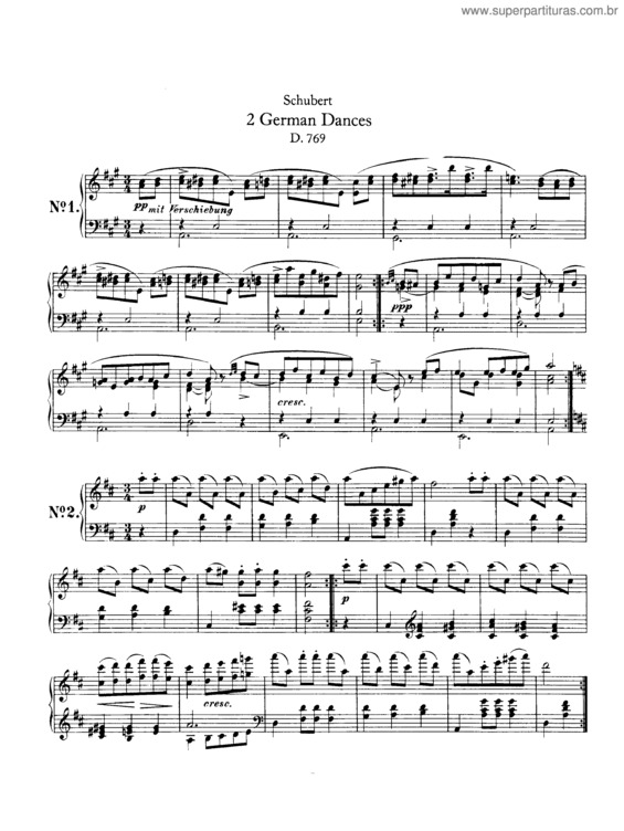 Partitura da música 2 German Dances (D769)