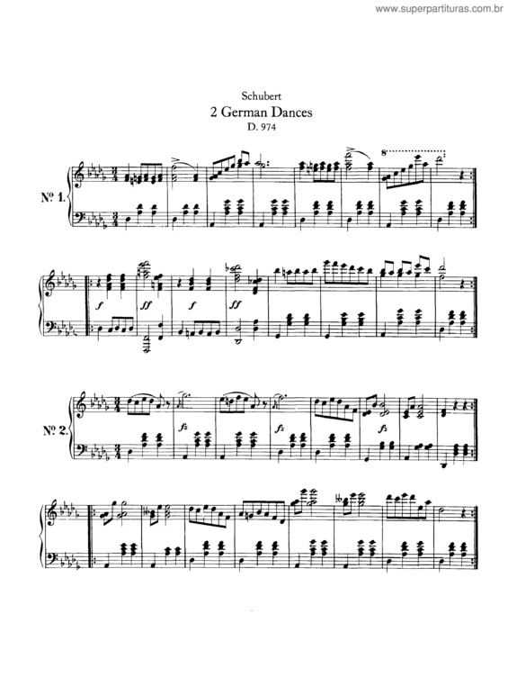 Partitura da música 2 German Dances (D974)