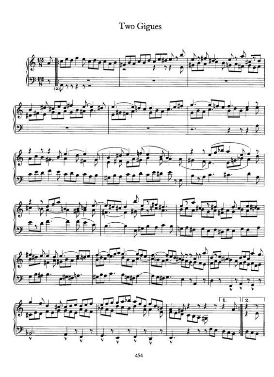 Partitura da música 2 Gigues