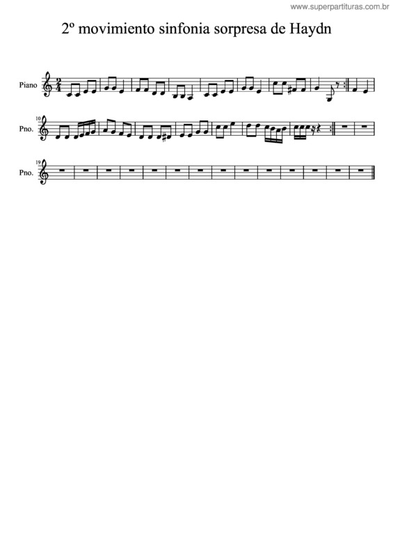 Partitura da música 2ºmovimiento De La Sinfonia Sorpresa De Haydn