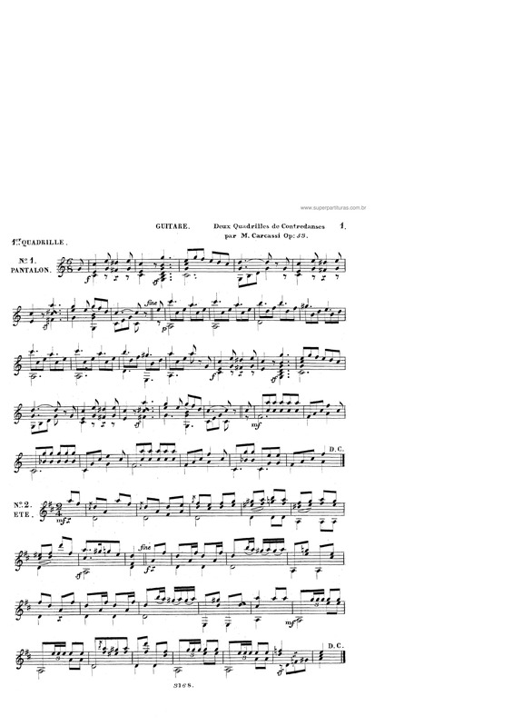 Partitura da música 2 quadrilles de contradanses, 2 walses, et 2 galops