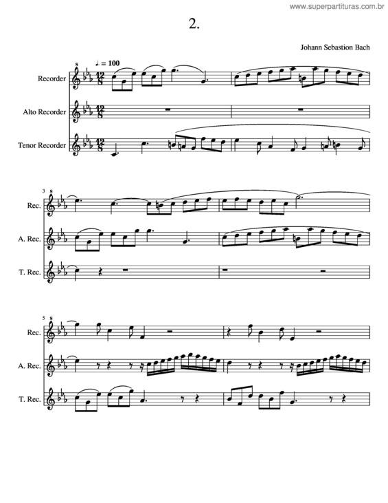 Partitura da música 2 Sinfonia Js Bach