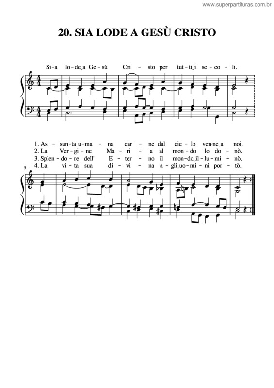 Partitura da música 20. Sia Lode A Gusù Cristo