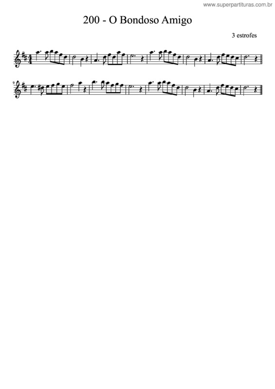 Partitura da música 200 – O Bondoso Amigo