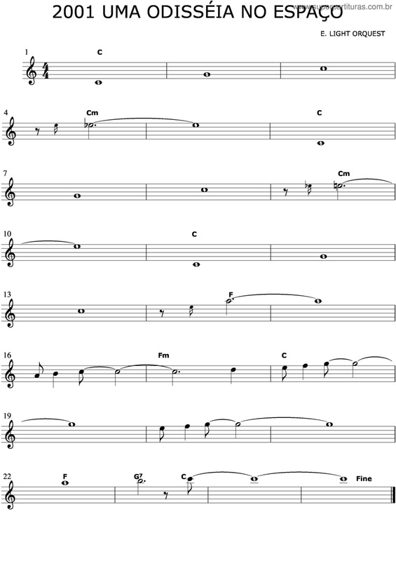 Partitura da música 2001 Uma Odisséia No Espaço v.2