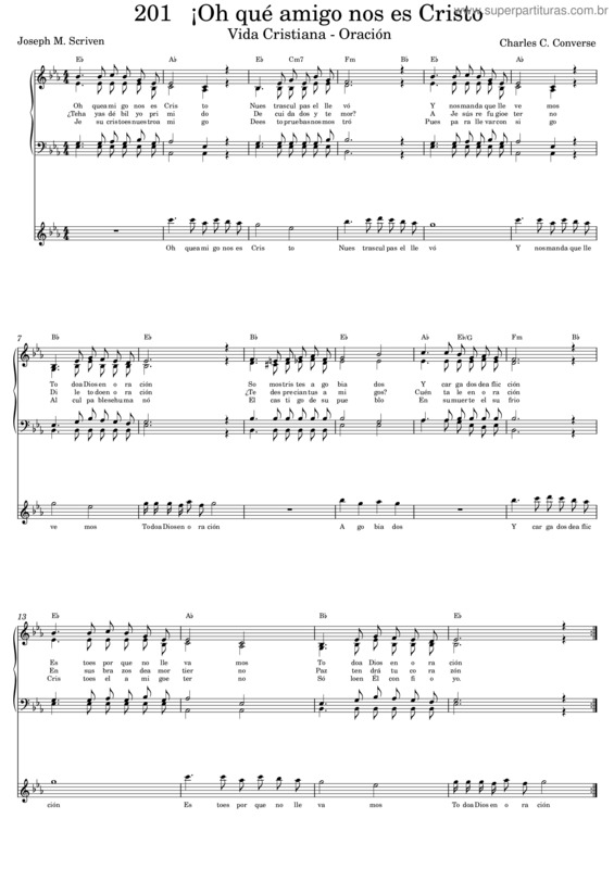 Partitura da música 201   ¡Oh Qué Amigo Nos Es Cristo