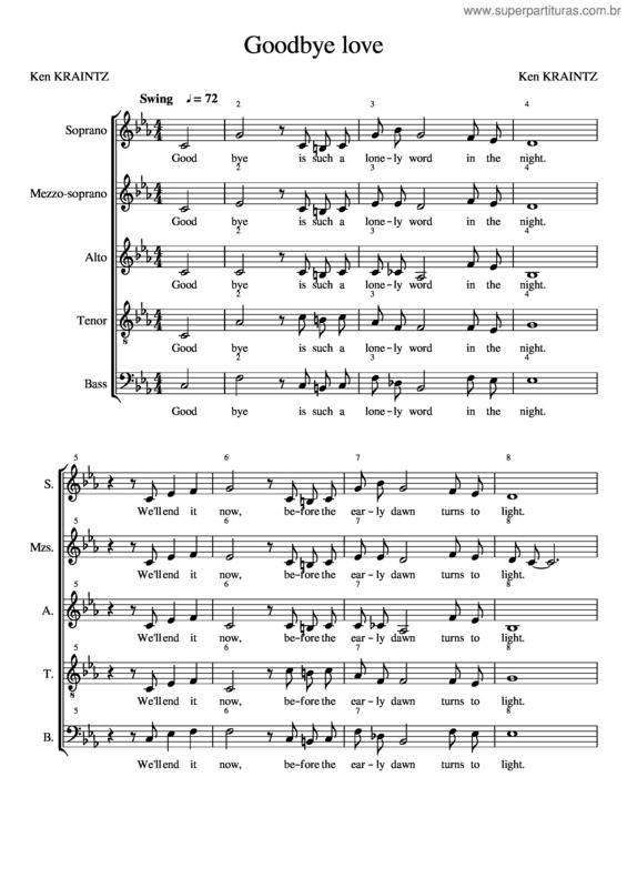 Partitura da música 2017 Good Bye Love