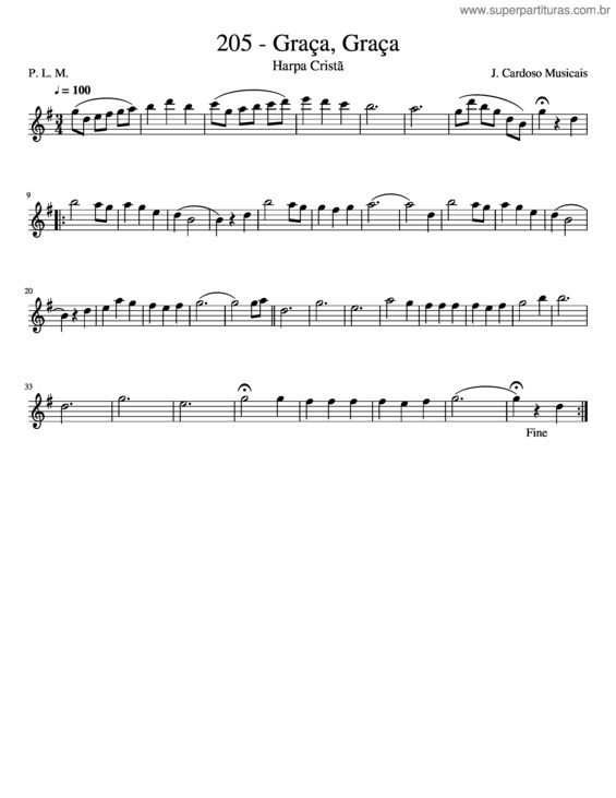 Partitura da música 205 – Graça, Graça
