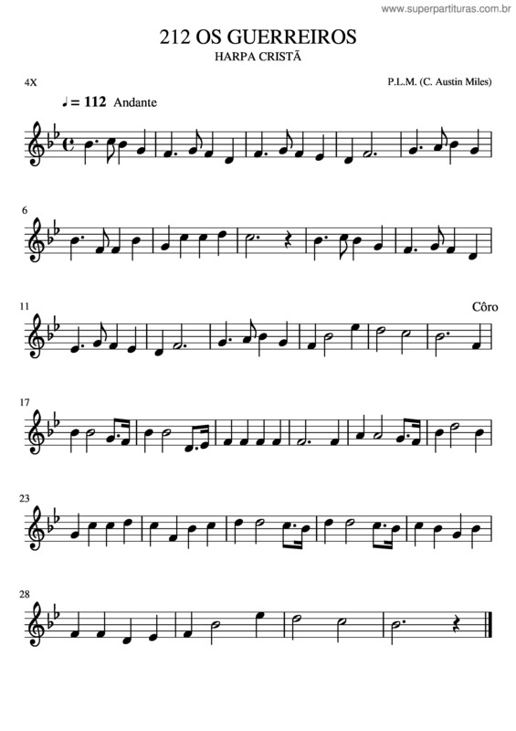 Partitura da música 212 Os Guerreiros