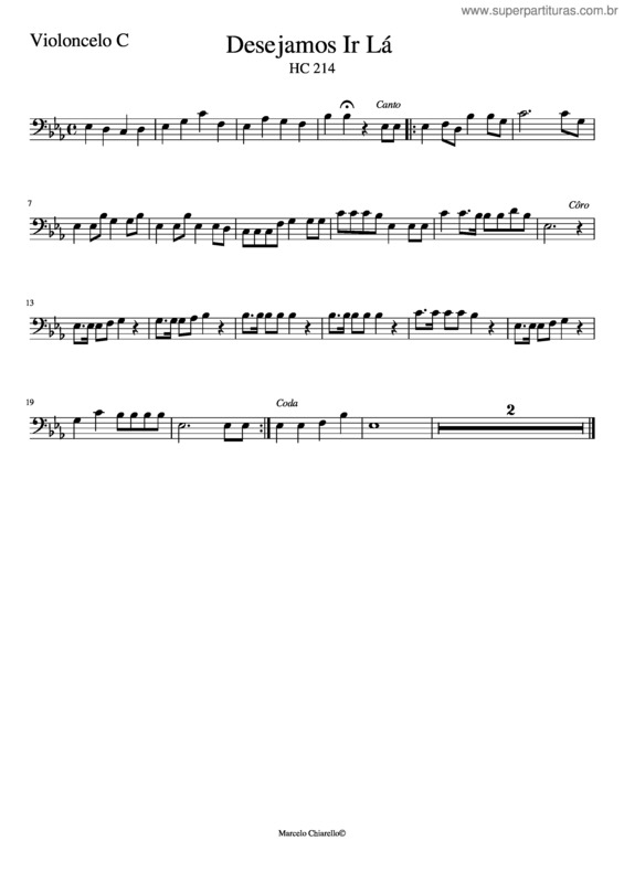 Partitura da música 214 Desejamos Ir La