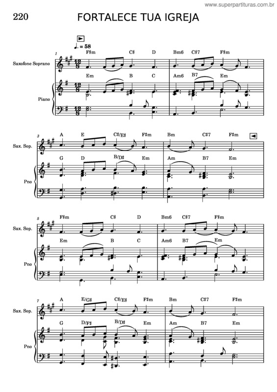 Partitura da música 220 – Fortalece Sua Igreja