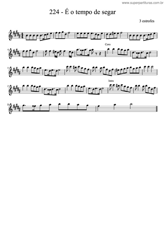 Partitura da música 224 – É O Tempo De Segar