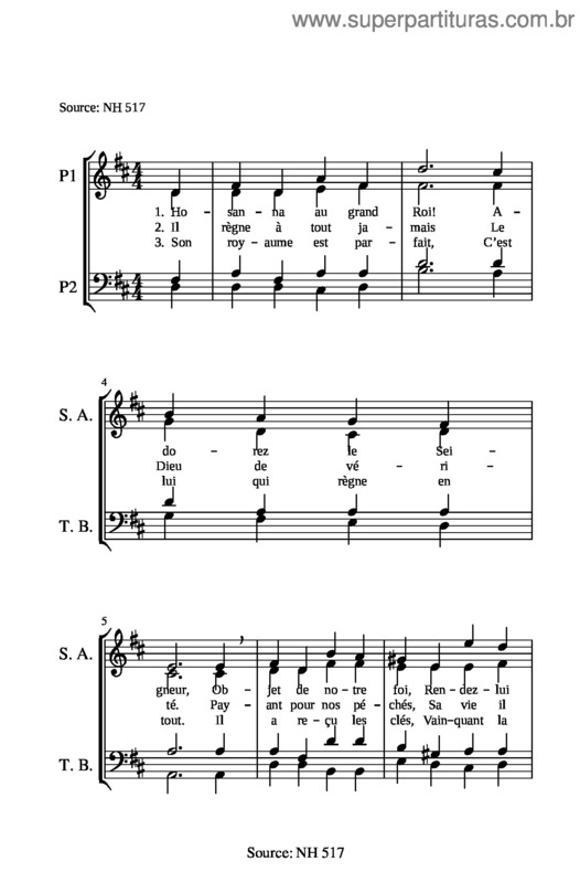 Partitura da música 228. Hosanna Au Grand Roi