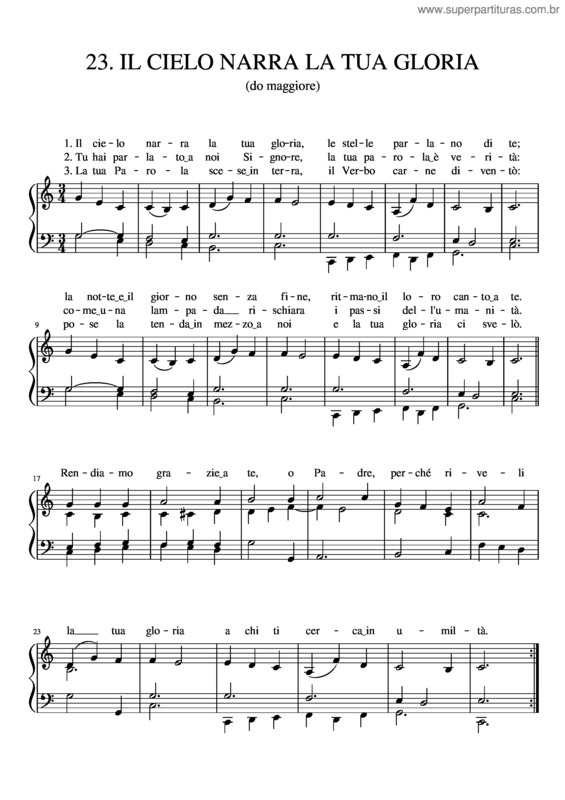 Partitura da música 23. Il Cielo Narra La Tua Gloria