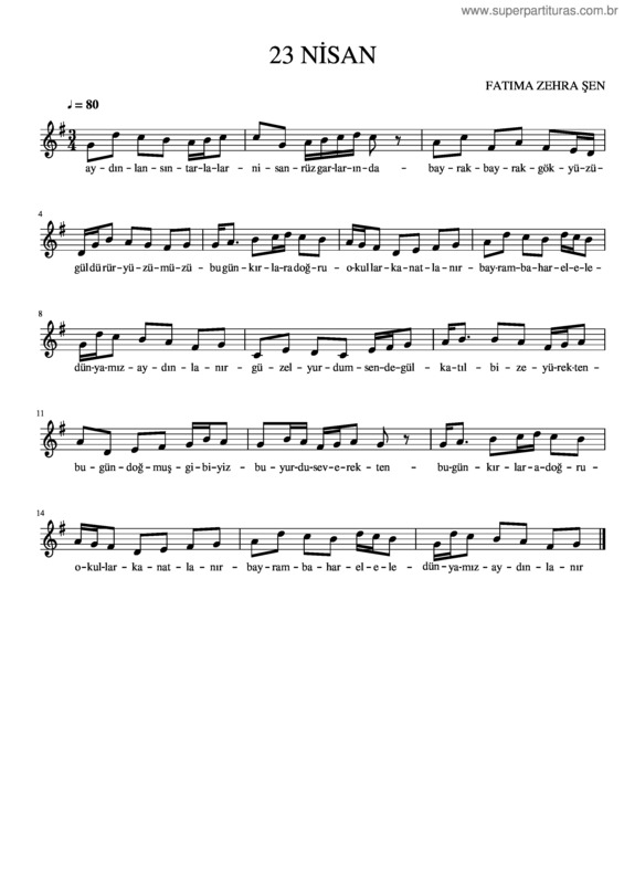 Partitura da música 23 N San Zehra2