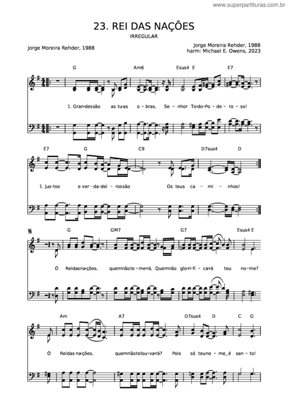 Partitura da música 23 Rei Das Nações