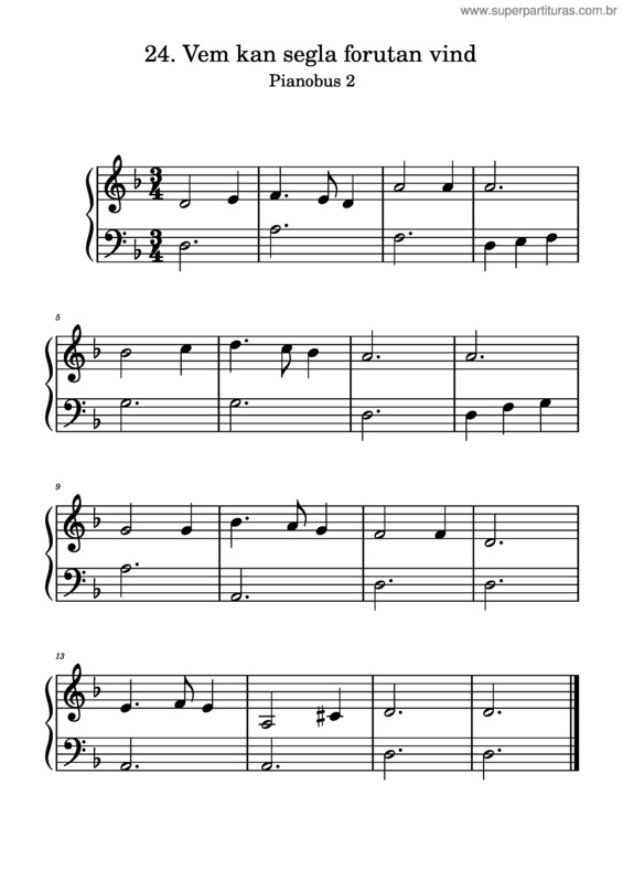 Partitura da música 24. Vem Kan Segla Forutan Vind – Pianobus2