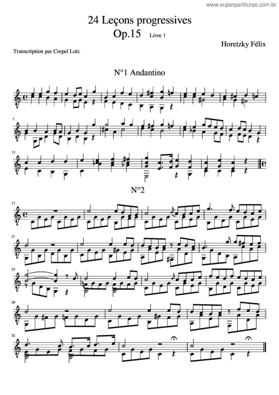 Partitura da música 24 Leçons Progressives Op.15 Livre 1 N°1 Et 2