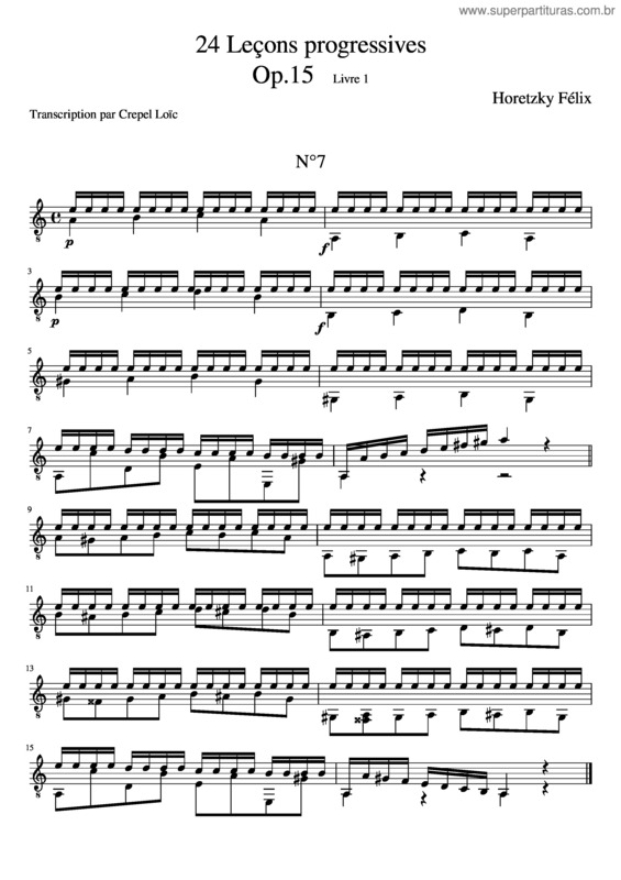 Partitura da música 24 Leçons Progressives Op.15 Livre 1 N°7