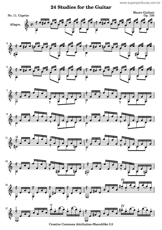 Partitura da música 24 Studies for the Guitar v.10